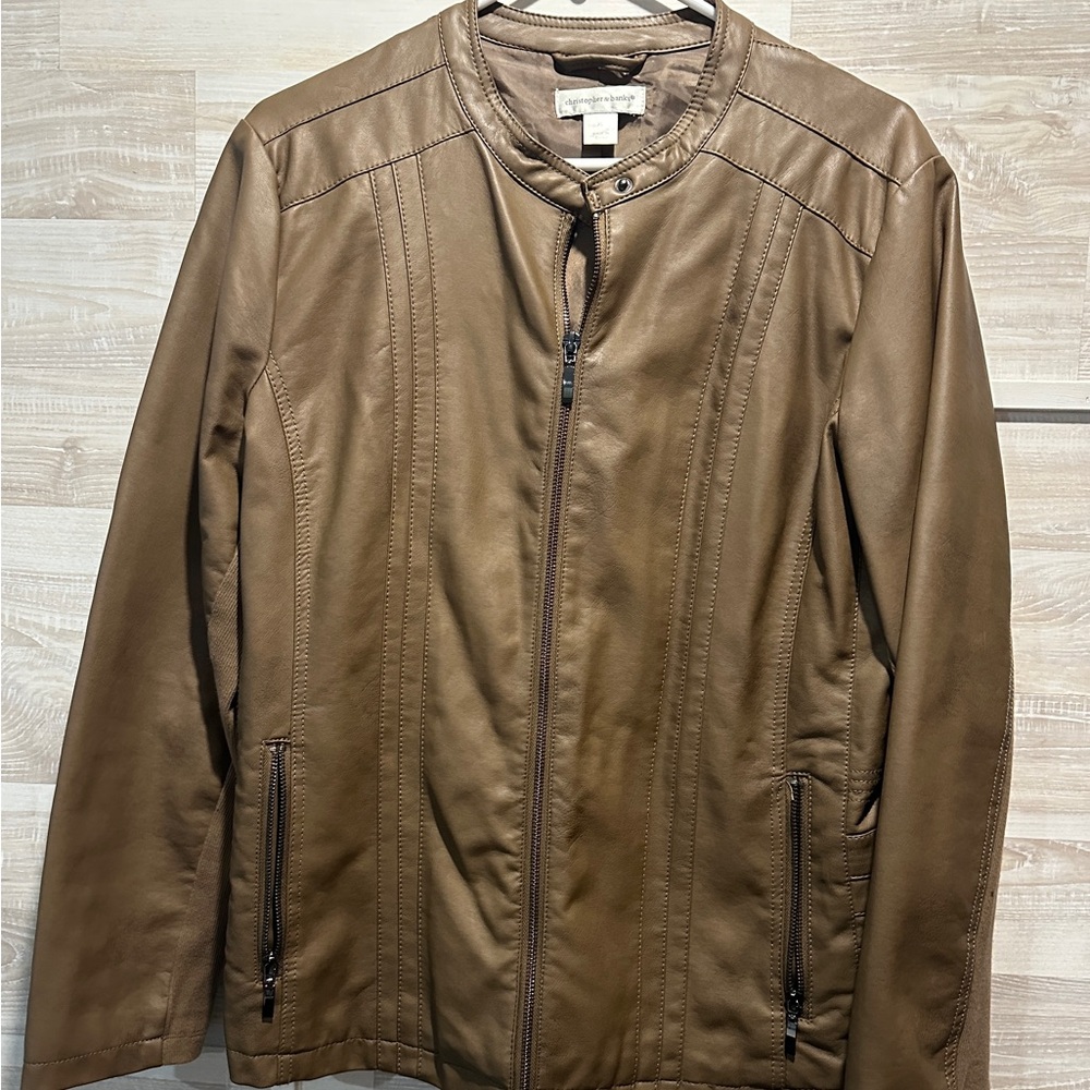 Christoper and Banks Women's Brown Faux Leather Jacket